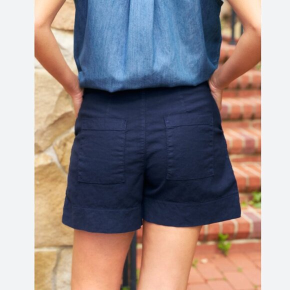 Frank & Eileen WATERFORD Walking Short ITALIAN PERFORMANCE LINEN size: 10 Navy - Picture 11 of 16